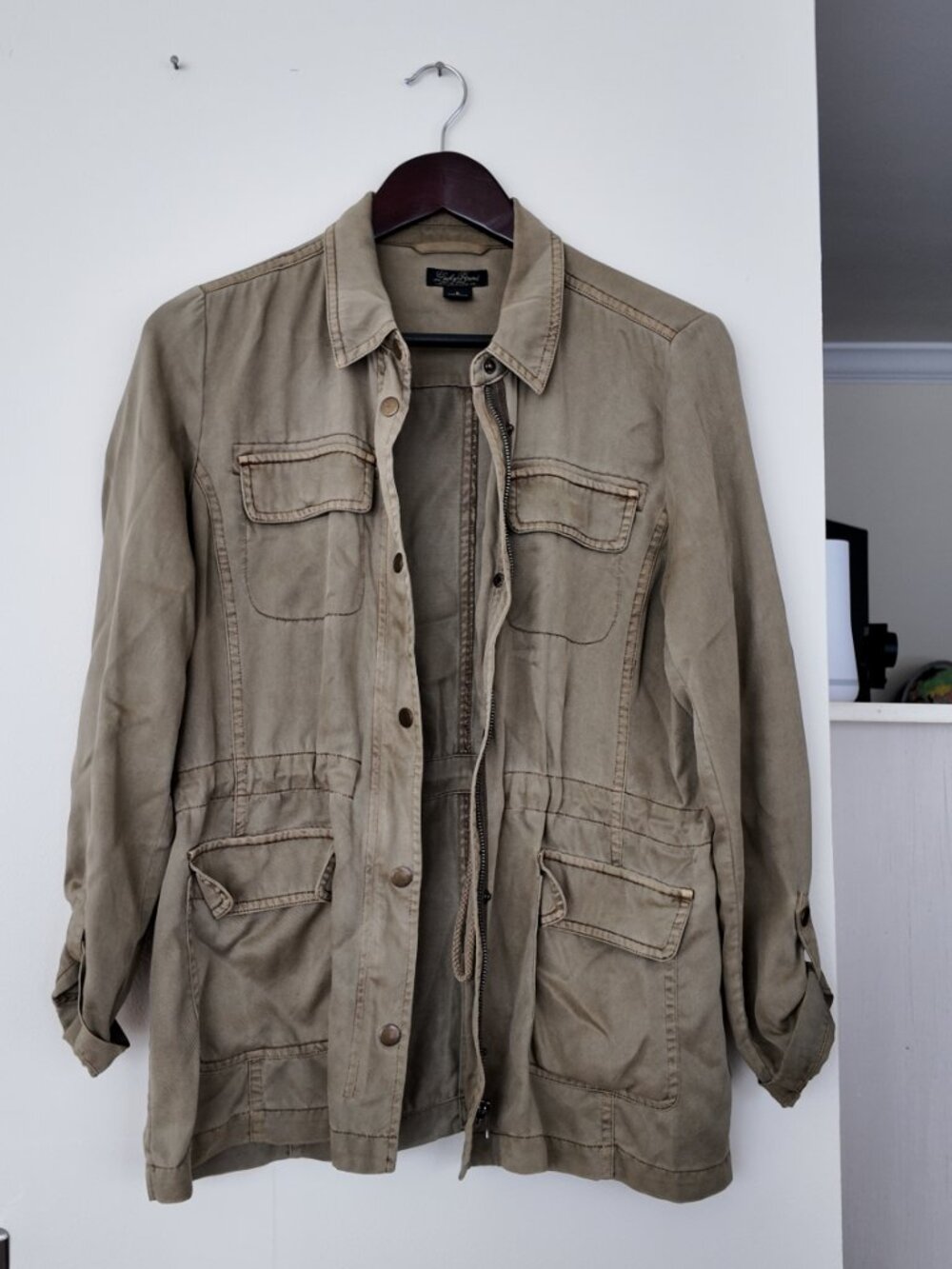 Lucky Brand Military Green Utility Field Jacket | Size Small | Distressed Style